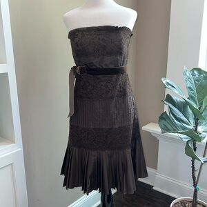 Banana Republic Chocolate Brown Silk and Lace Strapless Dress 6P